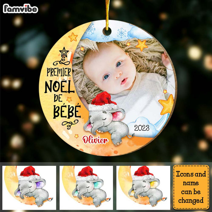 Personalized Baby First Christmas French Circle Ornament 30454 1