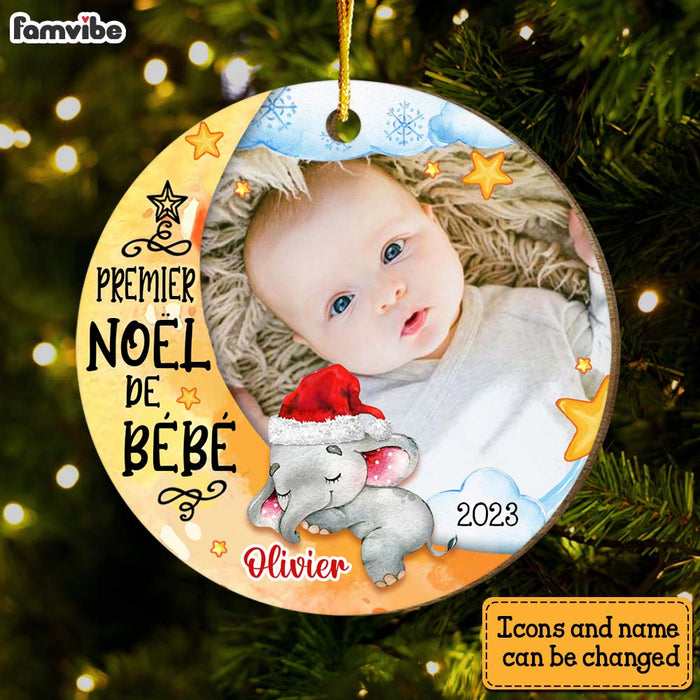 Personalized Baby First Christmas French Circle Ornament 30454 1