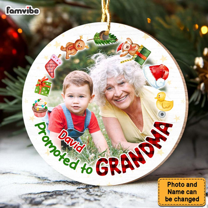 Personalized Christmas Gift Promoted To Grandma Circle Ornament 30458 1
