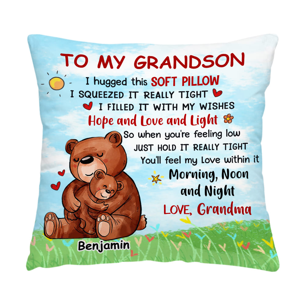 Personalized Gift For Grandson Granddaughter Animal Hug This Pillow 30473 Primary Mockup