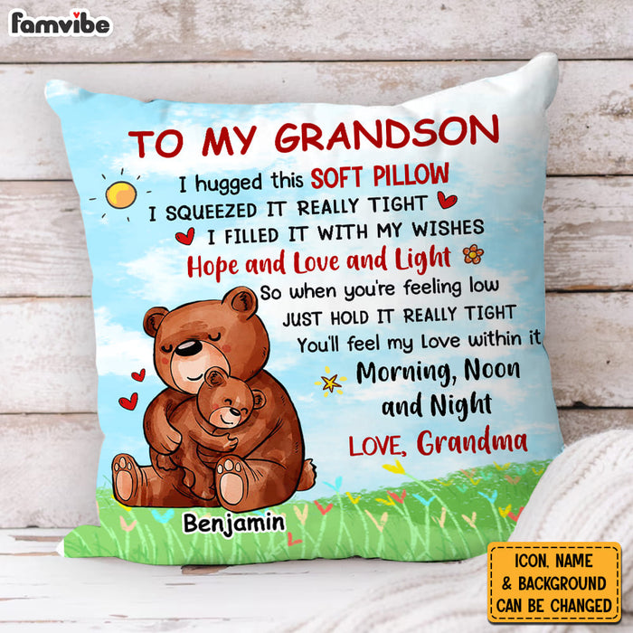 Personalized Gift For Grandson Granddaughter Animal Hug This Pillow 30473 1