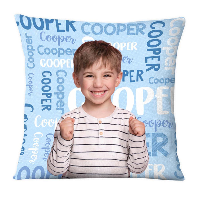 Personalized Gift For Grandson Photo Name Background Pillow 30481 1