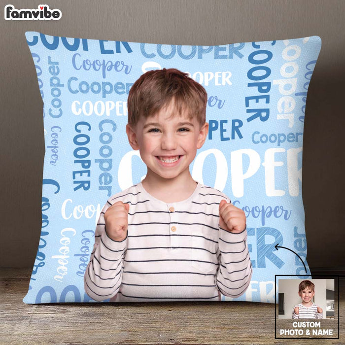 Personalized Gift For Grandson Photo Name Background Pillow 30481 1