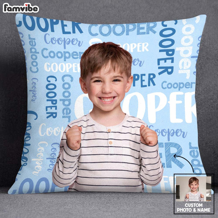 Personalized Gift For Grandson Photo Name Background Pillow 30481 1