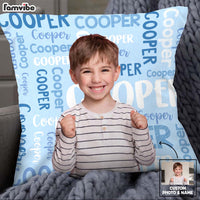 Personalized Gift For Grandson Photo Name Background Pillow 30481 thumb 1