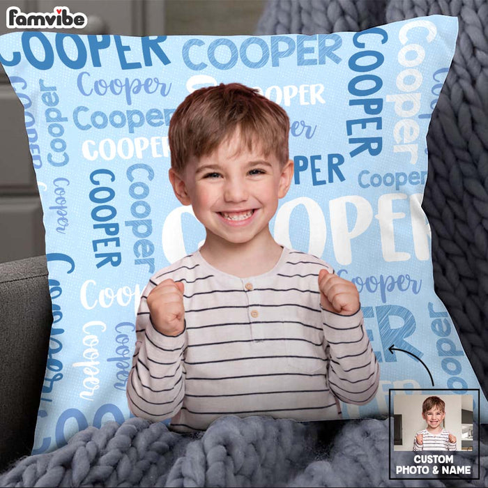 Personalized Gift For Grandson Photo Name Background Pillow 30481 1
