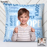 Personalized Gift For Grandson Photo Name Background Pillow 30481 thumb 1