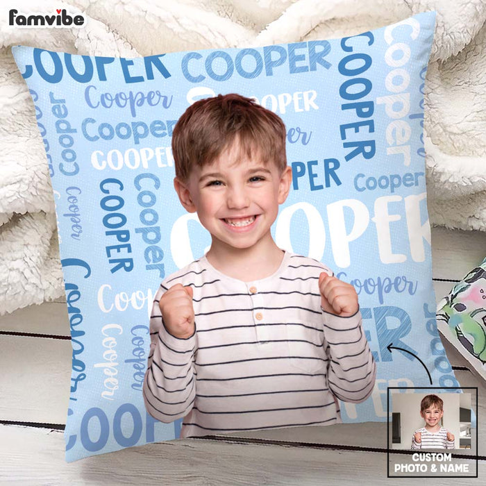 Personalized Gift For Grandson Photo Name Background Pillow 30481 1