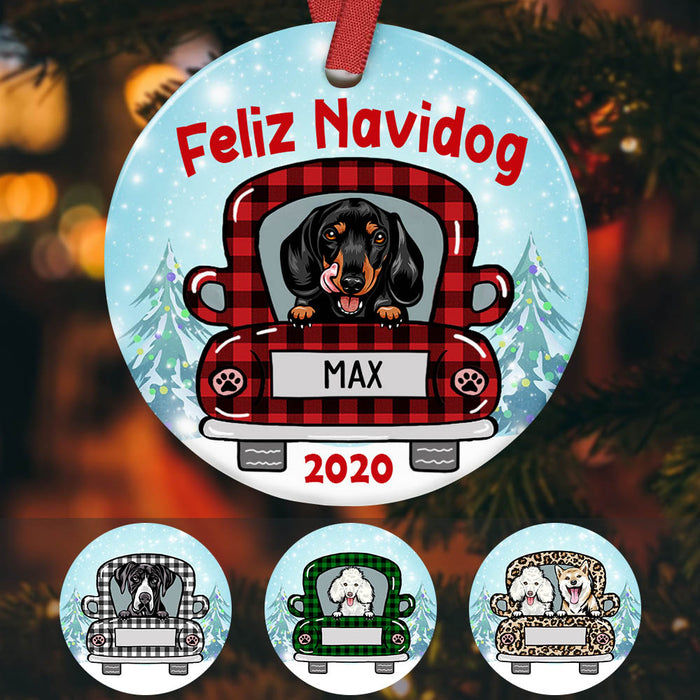 Personalized Feliz Dog Christmas  Ornament OB123 85O60 1