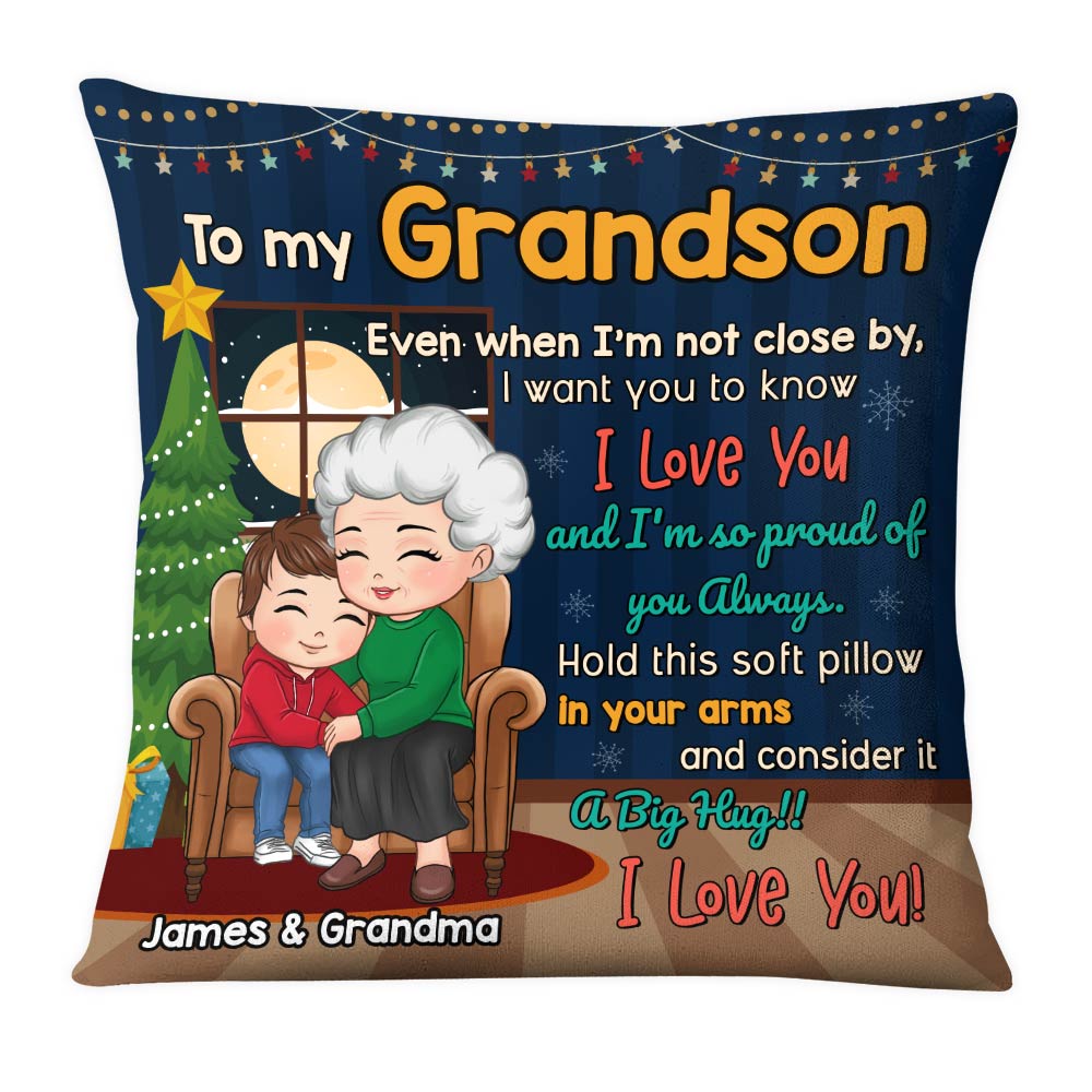 Personalized Gift For Grandson Grandma Hugging Pillow 30513 Primary Mockup