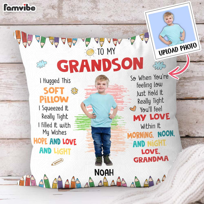 Personalized Gift For Grandson Photo Hug This Pillow 30525 1