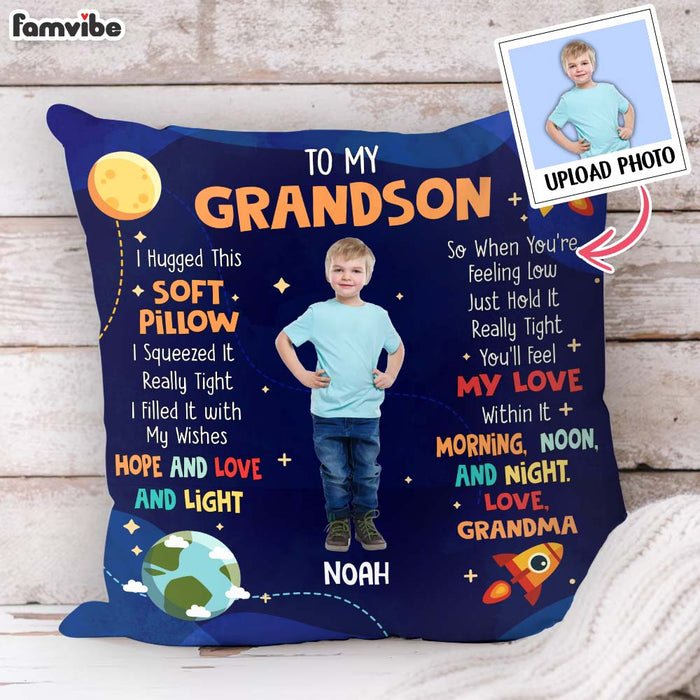 Personalized Gift For Grandson Photo Hug This Pillow 30525 1