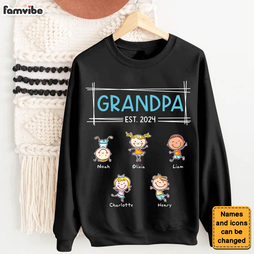 Personalized Gift For Grandpa Est. 2024 Shirt Hoodie Sweatshirt 30535 Primary Mockup