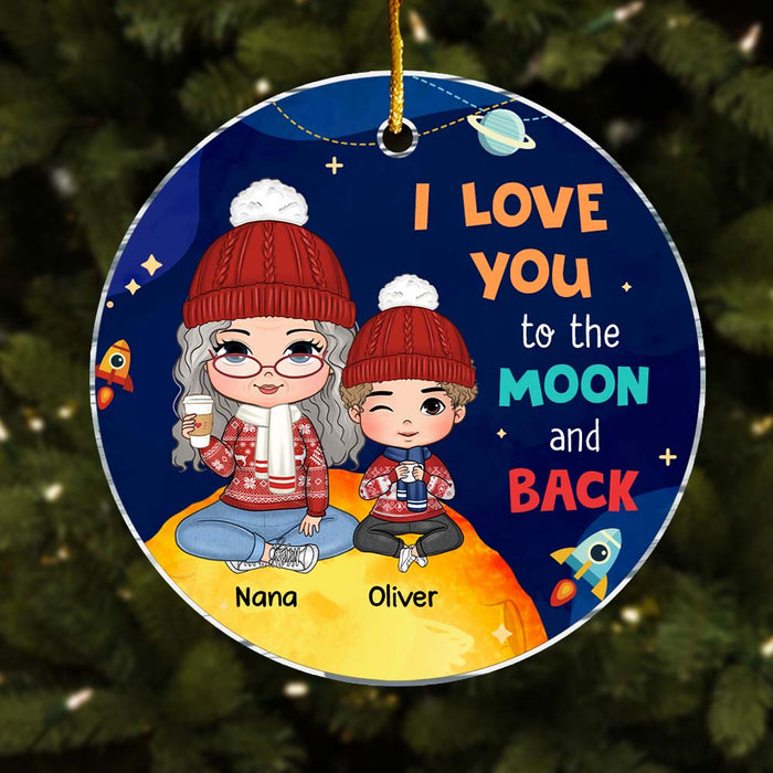 Personalized Christmas Gift For Grandson Moon  Circle Ornament 30540 1