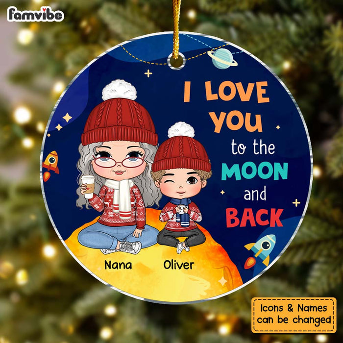 Personalized Christmas Gift For Grandson Moon  Circle Ornament 30540 1