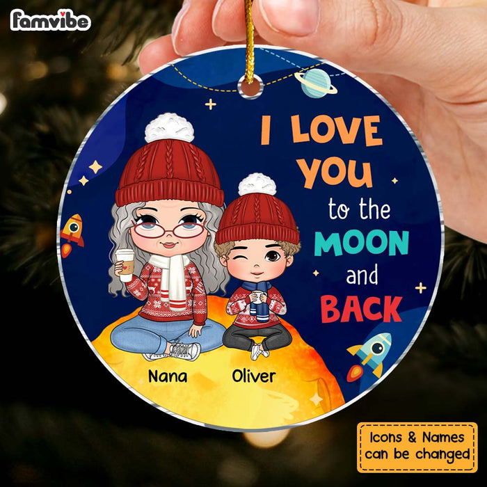 Personalized Christmas Gift For Grandson Moon  Circle Ornament 30540 1