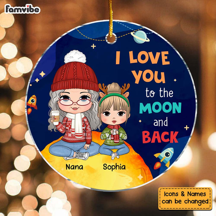 Personalized Christmas Gift For Grandson Moon  Circle Ornament 30540 1