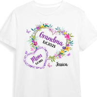 Personalized Gift For Grandma Mom Est. Floral Heart Shirt - Hoodie - Sweatshirt 30543 thumb 1