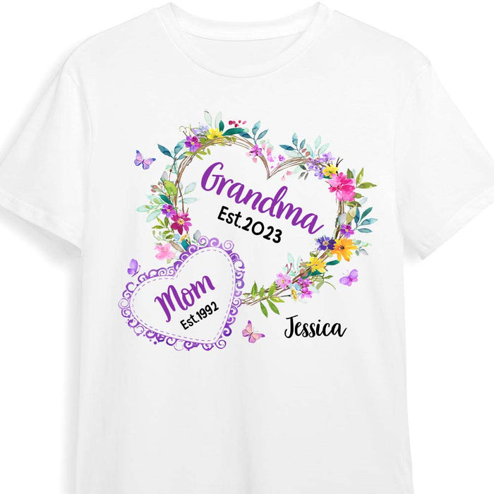 Personalized Gift For Grandma Mom Est. Floral Heart Shirt - Hoodie - Sweatshirt 30543 1