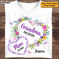 Personalized Gift For Grandma Mom Est. Floral Heart Shirt - Hoodie - Sweatshirt 30543 thumb 1