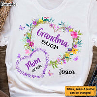 Personalized Gift For Grandma Mom Est. Floral Heart Shirt - Hoodie - Sweatshirt 30543 thumb 1