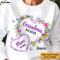 Personalized Gift For Grandma Mom Est. Floral Heart Shirt - Hoodie - Sweatshirt 30543 thumb 1