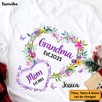 Personalized Gift For Grandma Mom Est. Floral Heart Shirt - Hoodie - Sweatshirt 30543 thumb 1