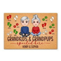Personalized Gift For Grandparents Grandkids Grandpups Spoiled Here Doormat 30560 thumb 1
