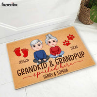 Personalized Gift For Grandparents Grandkids Grandpups Spoiled Here Doormat 30560 thumb 1