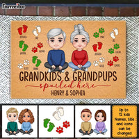 Personalized Gift For Grandparents Grandkids Grandpups Spoiled Here Doormat 30560 thumb 1