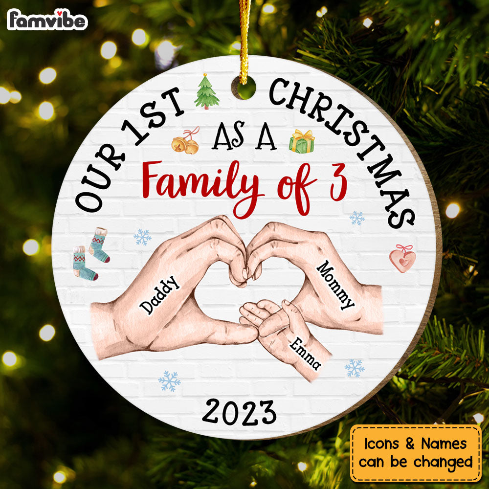 Personalized Gift For Family First Christmas Circle Ornament 30565 Primary Mockup