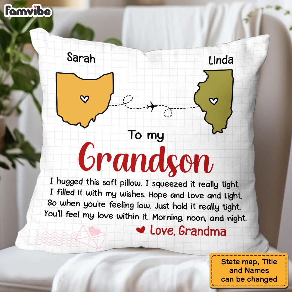 Personalized Gift For Grandson Granddaughter Long Distance Pillow 30566 Primary Mockup