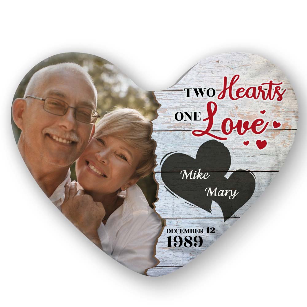 Personalized Two Hearts One Love Upload Photo Shaped Pillow 30575 Primary Mockup