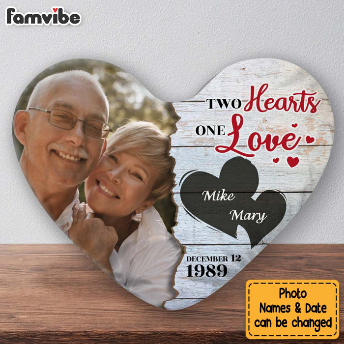 Personalized Two Hearts One Love Upload Photo Shaped Pillow 30575 1