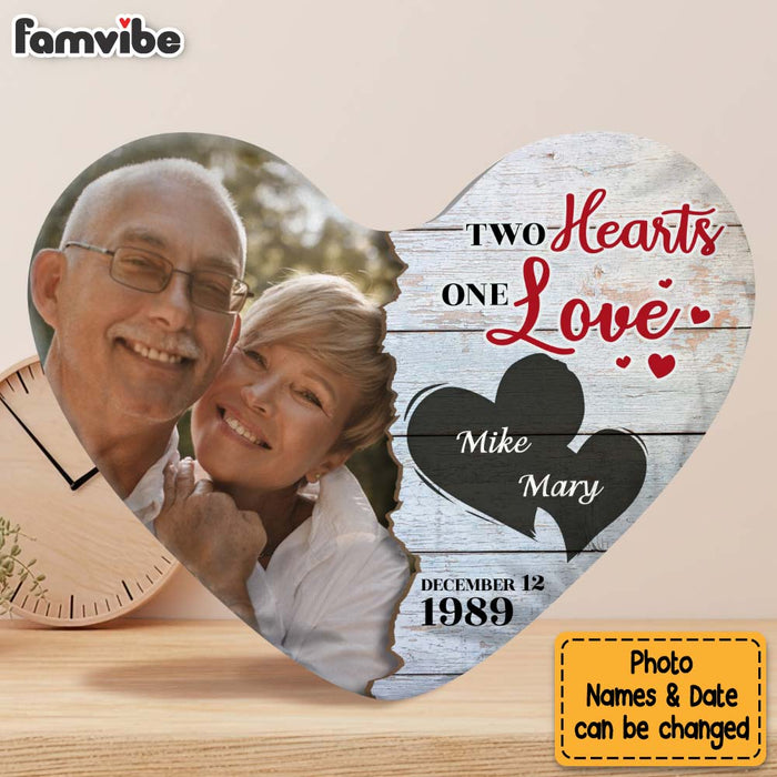 Personalized Two Hearts One Love Upload Photo Shaped Pillow 30575 1