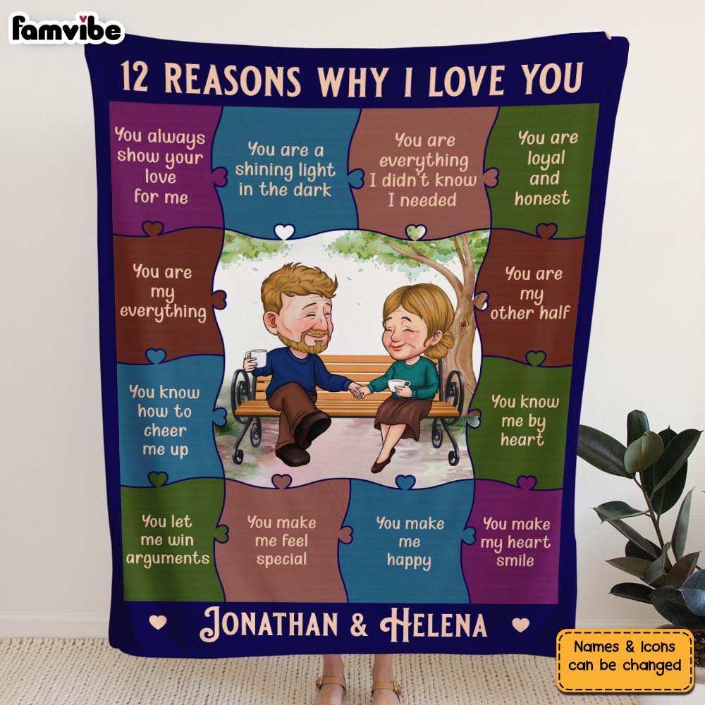 Personalized 12 Reasons Why I Love You Couple Blanket 30587 Primary Mockup