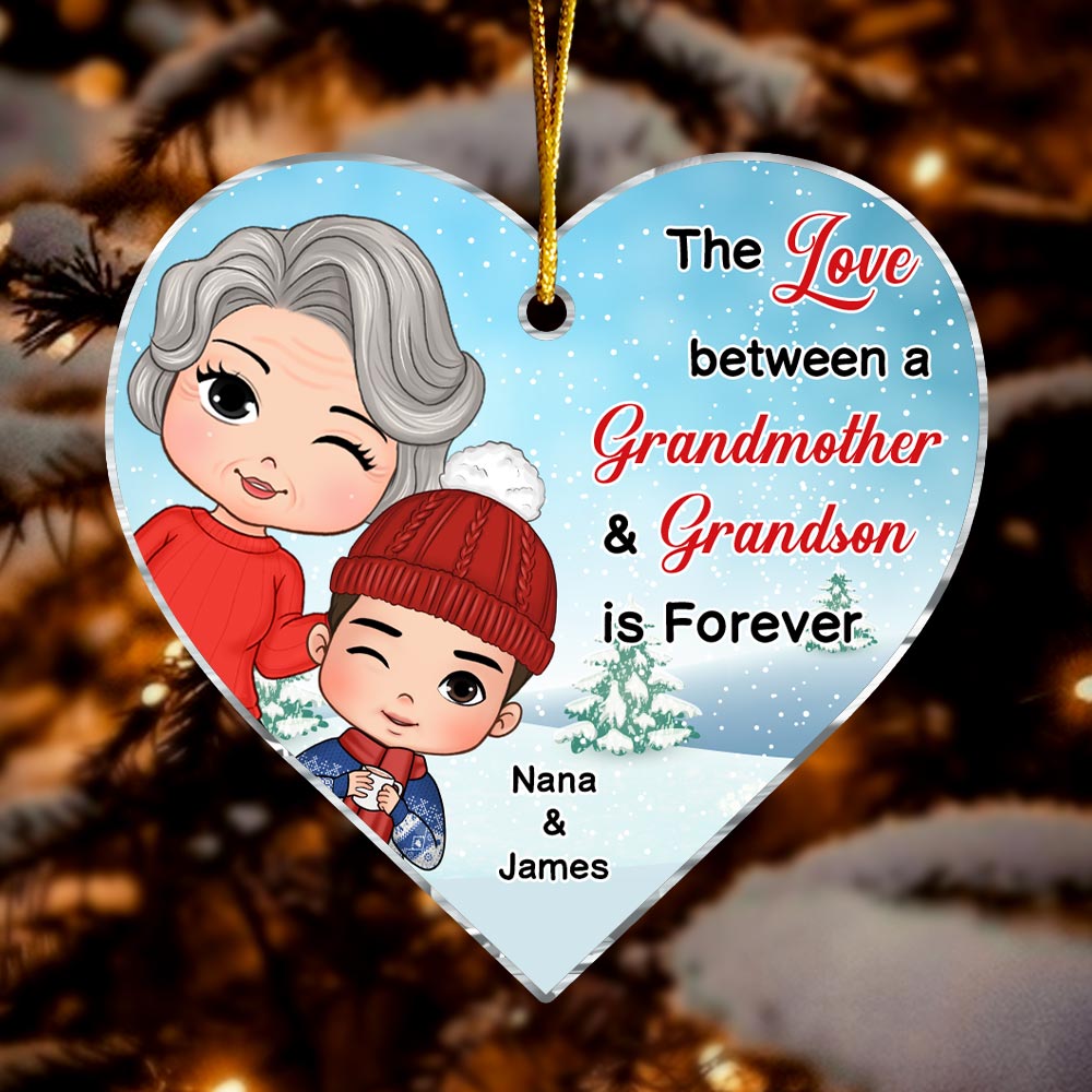 Personalized Christmas Gift The Love Between Grandma Grandson Heart Ornament 30590 Primary Mockup