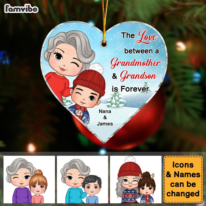Personalized Christmas Gift The Love Between Grandma Grandson Heart Ornament 30590 1