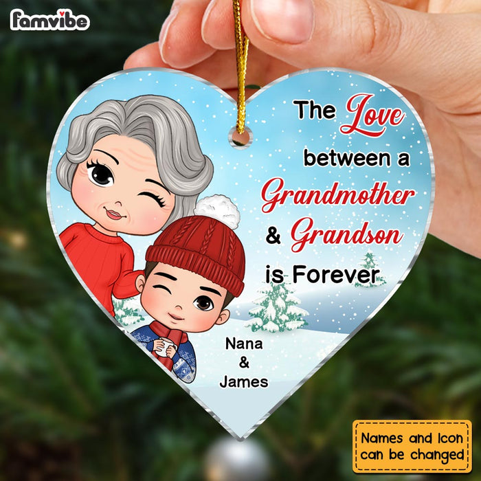 Personalized Christmas Gift The Love Between Grandma Grandson Heart Ornament 30590 1