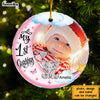Personalized Gift For Baby First Christmas Photo Circle Ornament 30591 1