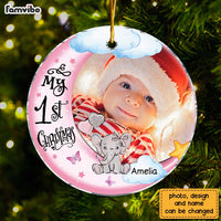 Personalized Gift For Baby First Christmas Photo Circle Ornament 30591 thumb 1