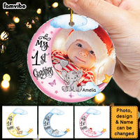 Personalized Gift For Baby First Christmas Photo Circle Ornament 30591 thumb 1