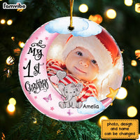 Personalized Gift For Baby First Christmas Photo Circle Ornament 30591 thumb 1