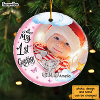 Personalized Gift For Baby First Christmas Photo Circle Ornament 30591 thumb 1