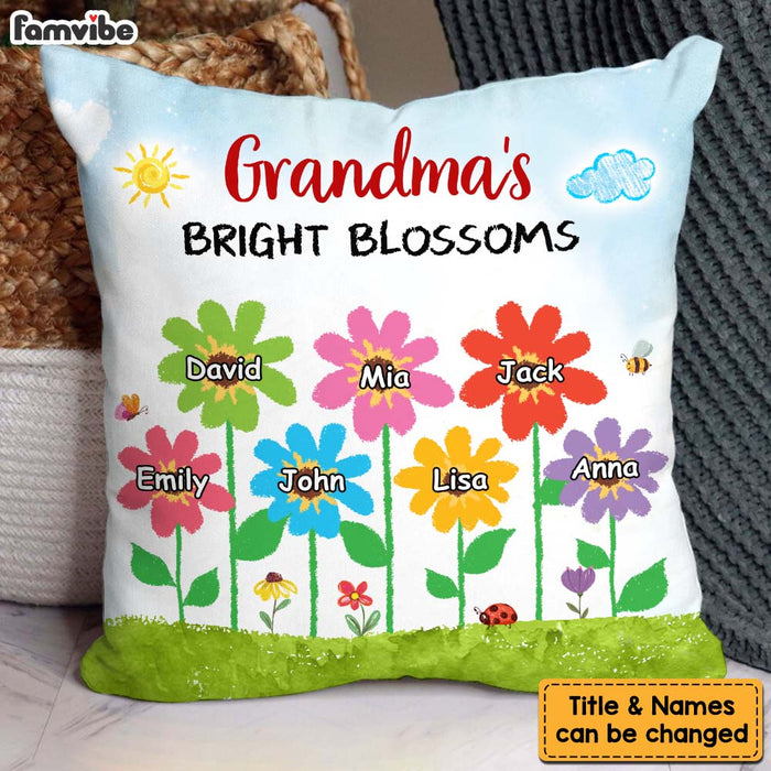 Personalized Grandma's Bright Blossoms Pillow 30599 1