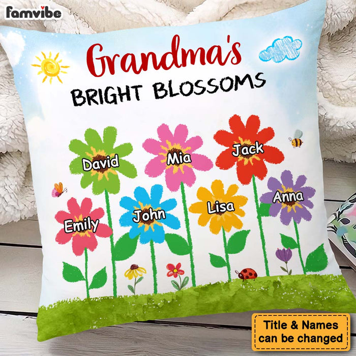 Personalized Grandma's Bright Blossoms Pillow 30599 1
