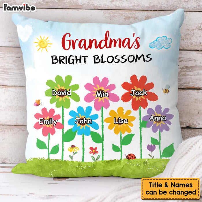 Personalized Grandma's Bright Blossoms Pillow 30599 1