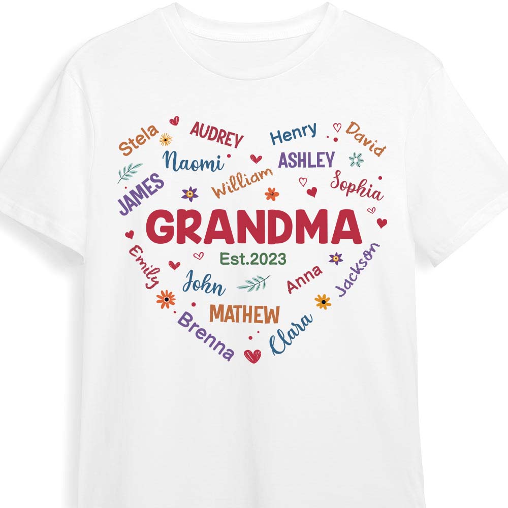 Personalized Gift For Grandma Heart Custom Name Shirt Hoodie Sweatshirt 30607 Primary Mockup