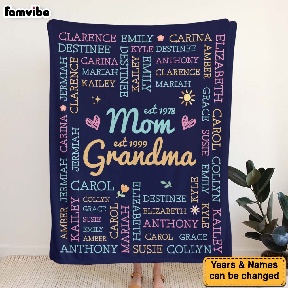 Personalized Gift For Grandma Grandkids Names Blanket 30617 Primary Mockup
