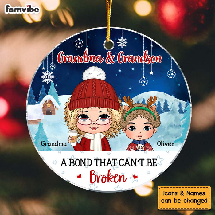 Personalized Christmas Gift Grandson Grandma A Bond Can't Be Broken Circle Ornament 30629 1